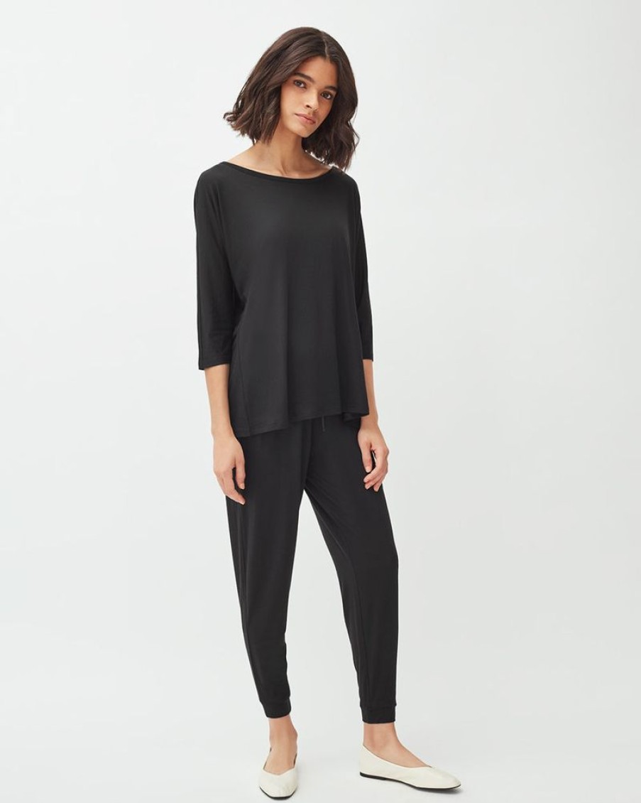 Clothing Cuyana | Drape-Back Sleep Set Black