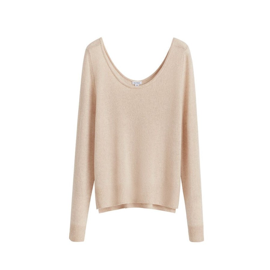 Clothing Cuyana | Single-Origin Cashmere Scoop Neck Sweater Beige