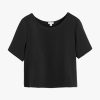 Clothing Cuyana | Silk Cropped Crewneck Tee Black